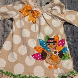 Rare Editions Beige Turkey Dress with Polka Dots